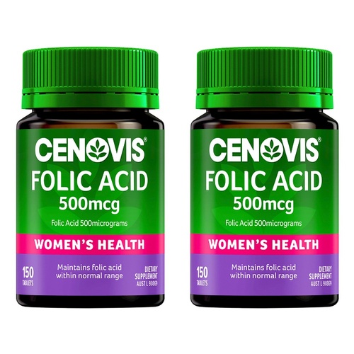 Cenovis Folic Acid 500mcg 150 Tablets Pack of 2