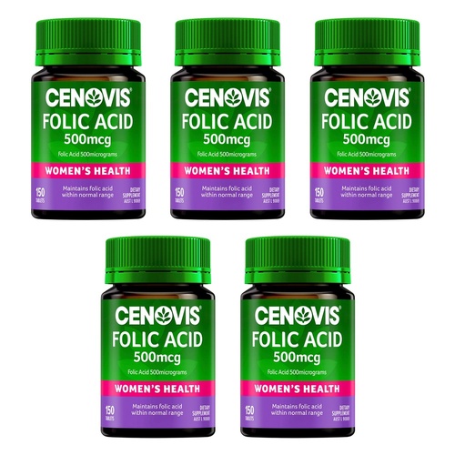 Cenovis Folic Acid 500mcg 150 Tablets Pack of 5