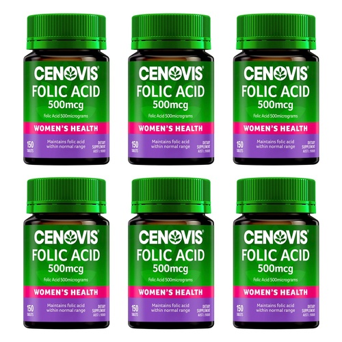 Cenovis Folic Acid 500mcg 150 Tablets Pack of 6