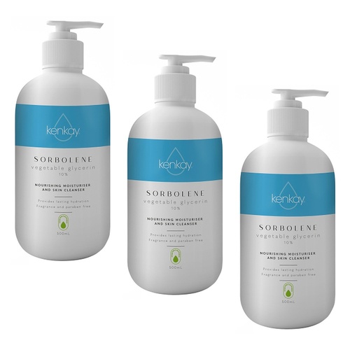 Kenkay Sorbolene 10% Glycerin Moisturiser Pump 500mL Pack of 3