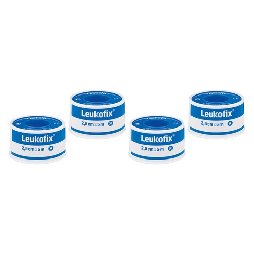 Leuko Leukofix Low Allergy Transparent Medical Tape 2.5cm x 5m Pack of 4