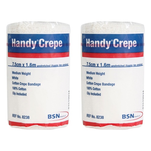 Handy Handycrepe Medium Non-Adhesive Support Bandage 7.5cm x 1.6m Pack of 2