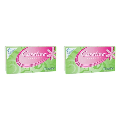 Carefree Tampons Super 32 Pack x 6 Bundle of 2