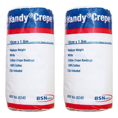 Handy Handycrepe Medium Non-Adhesive Support Bandage 10cm x 1.6m White Pack of 2