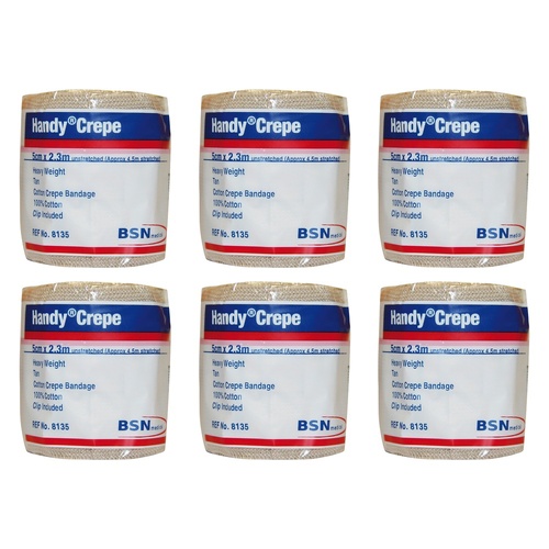 Handy Handycrepe Heavy Weight Non-Adhesive Support Bandage 5cm x 2.5m Pack of 6