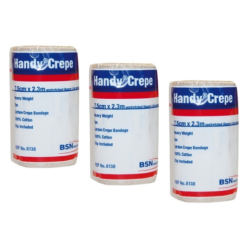 Handy Handycrepe Heavy Weight Non-Adhesive Support Bandage 7.5cm x Pack of 3