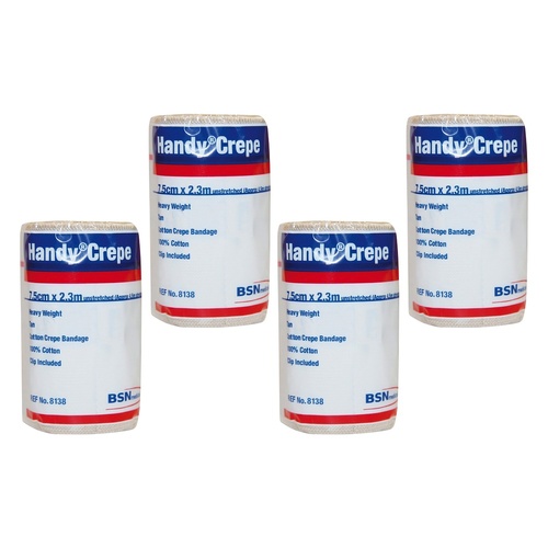 Handy Handycrepe Heavy Weight Non-Adhesive Support Bandage 7.5cm x Pack of 4
