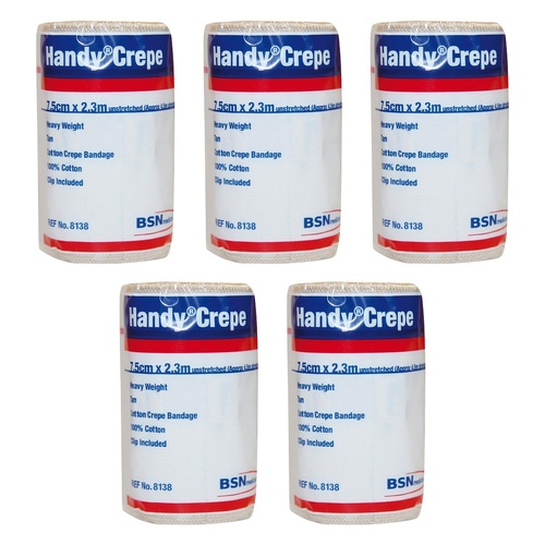 Handy Handycrepe Heavy Weight Non-Adhesive Support Bandage 7.5cm x Pack of 5