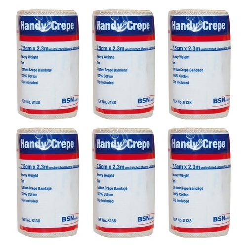 Handy Handycrepe Heavy Weight Non-Adhesive Support Bandage 7.5cm x Pack of 6