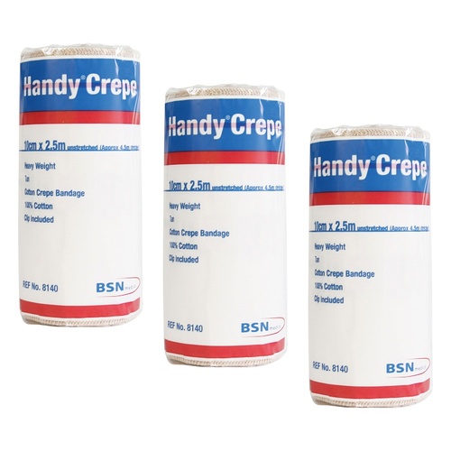 Handy Handycrepe Heavy Weight Non-Adhesive Support Bandage 10cm x 2.3m Pack of 3