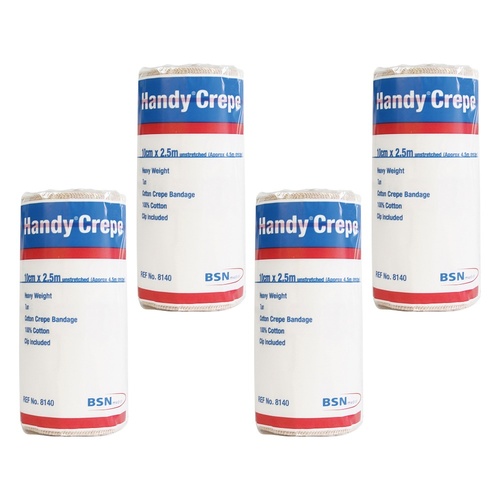 Handy Handycrepe Heavy Weight Non-Adhesive Support Bandage 10cm x 2.3m Pack of 4