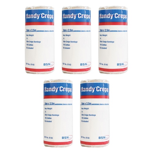 Handy Handycrepe Heavy Weight Non-Adhesive Support Bandage 10cm x 2.3m Pack of 5