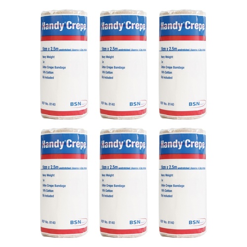 Handy Handycrepe Heavy Weight Non-Adhesive Support Bandage 10cm x 2.3m Pack of 6