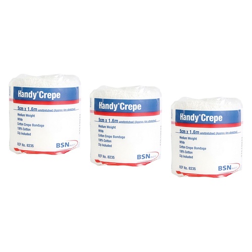 HANDY Handycrepe Medium Weight Bandage White 5cm x 1.6m Pack of 3