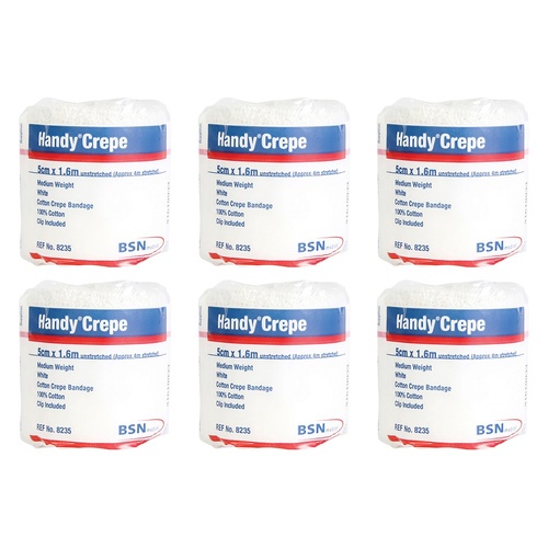 HANDY Handycrepe Medium Weight Bandage White 5cm x 1.6m Pack of 6