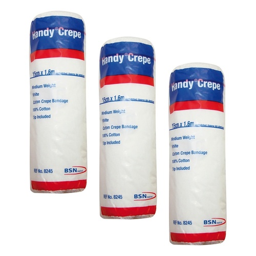 Handycrepe Non-Adhesive Support Bandage White 15cm x 1.6m Pack of 3