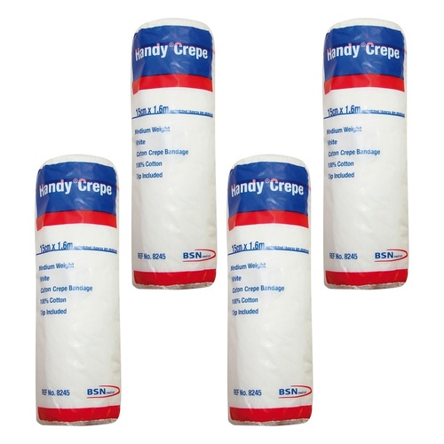 Handycrepe Non-Adhesive Support Bandage White 15cm x 1.6m Pack of 4