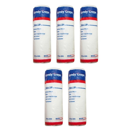 Handycrepe Non-Adhesive Support Bandage White 15cm x 1.6m Pack of 5