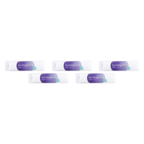 Swisspers Make-Up Pads 80 Pack Bundle of 5