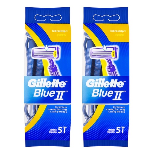 Gillette Blue II Disposable Razor, 5 Pack x 12 Bundle of 2