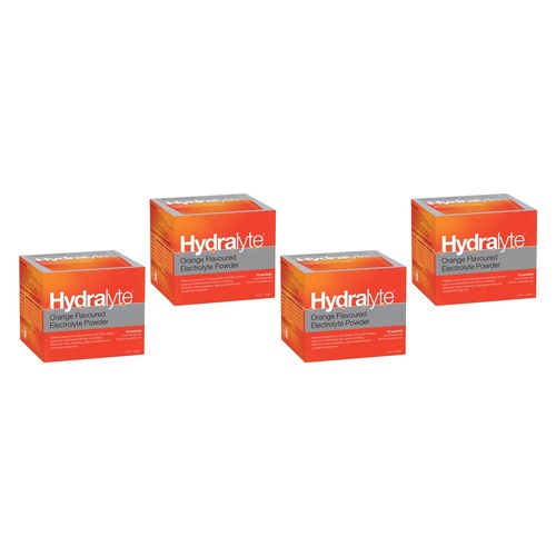 Hydralyte Orange Flavoured Electrolyte Powder 10 Pack Bundle of 4