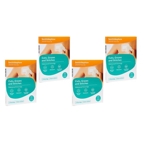 Opsite Post-Op Waterproof Dressing 9.5cm x 8.5cm 3 Pack Bundle of 4