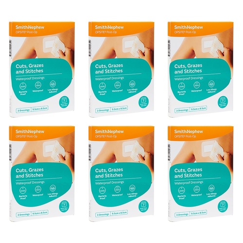 Opsite Post-Op Waterproof Dressing 9.5cm x 8.5cm 3 Pack Bundle of 6