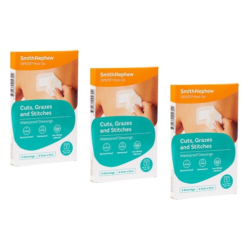 Opsite Post-Op Waterproof Dressing 5cm 5 Pack Bundle of 3
