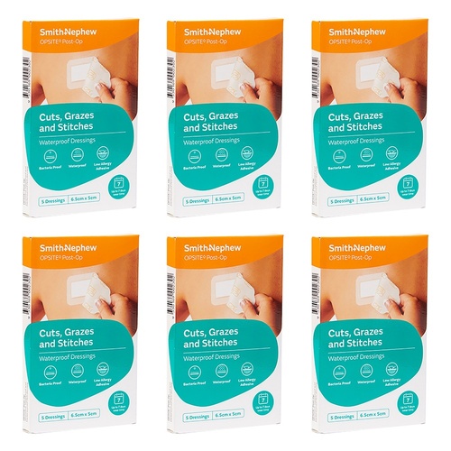 Opsite Post-Op Waterproof Dressing 5cm 5 Pack Bundle of 6