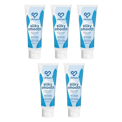 LifeStyles Silky Smooth Water Based Lubricant 100g Pack of 5