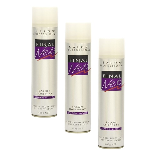 Final Net Salon Hairspray Super Hold 400g x 4 Bundle of 3