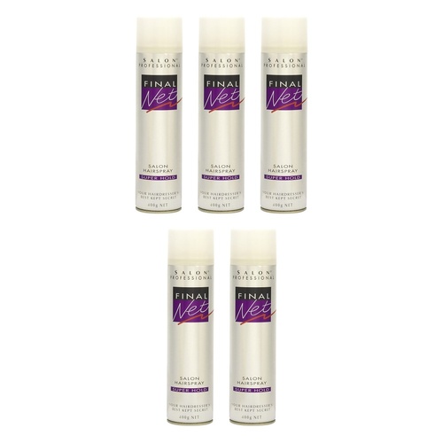 Final Net Salon Hairspray Super Hold 400g x 4 Bundle of 5