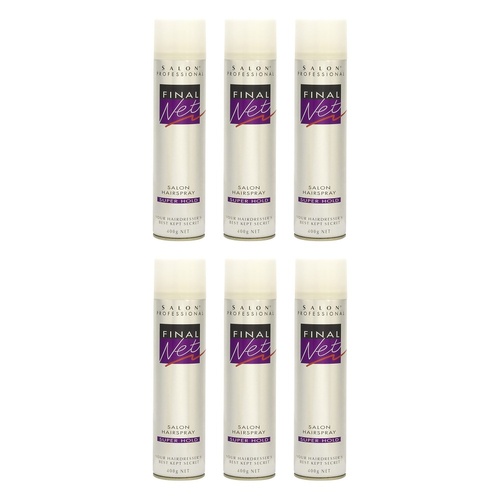 Final Net Salon Hairspray Super Hold 400g x 4 Bundle of 6