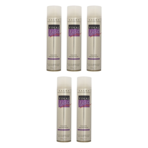 Final Net Salon Hairspray Super Hold 200mL x 6 Bundle of 5