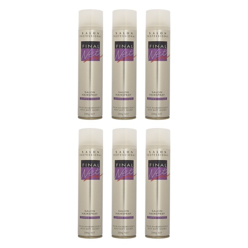 Final Net Salon Hairspray Super Hold 200mL x 6 Bundle of 6