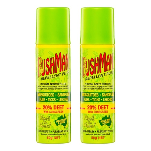 Bushman Repellent Plus 20% DEET with Sunscreen 50g Pack of 2