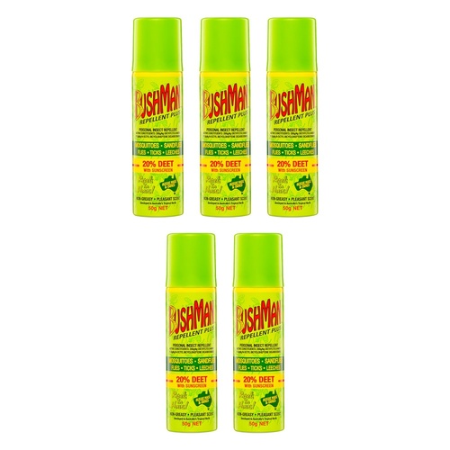 Bushman Repellent Plus 20% DEET with Sunscreen 50g Pack of 5