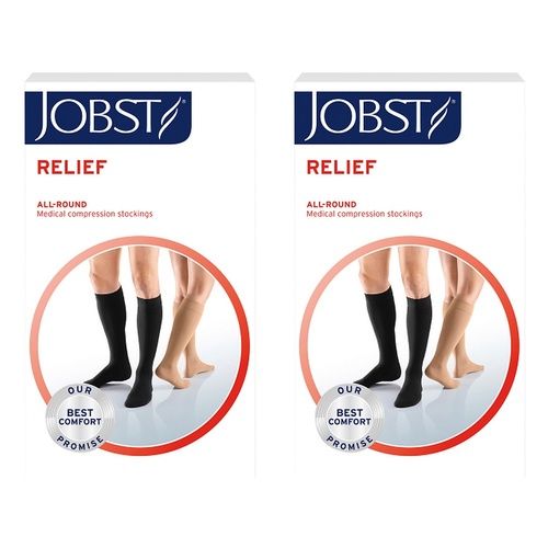 JOBST Relief Compression Stockings 20-30 mmHg Knee High Open Toe Large Pack of 2