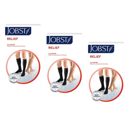 JOBST Relief Compression Stockings 20-30 mmHg Knee High Open Toe Large Pack of 3