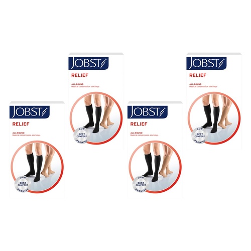 JOBST Relief Compression Stockings 20-30 mmHg Knee High Open Toe Large Pack of 4