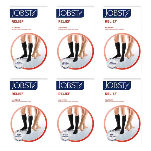 JOBST Relief Compression Stockings 20-30 mmHg Knee High Open Toe Large Pack of 6