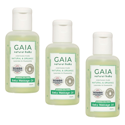 GAIA Natural Baby Massage Oil 125mL Pack of 3