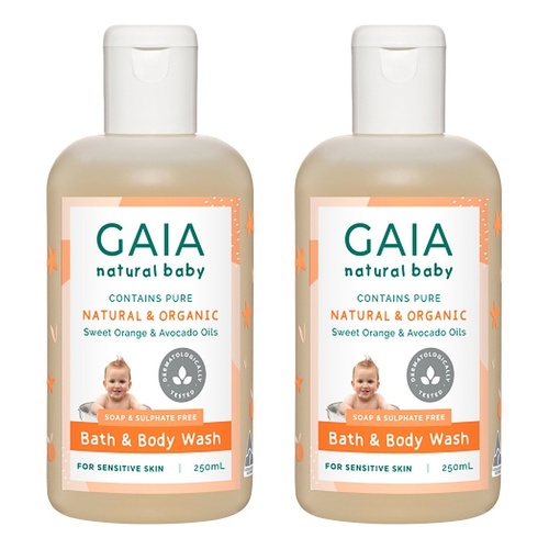 GAIA Natural Baby Bath & Body Wash 250mL Pack of 2
