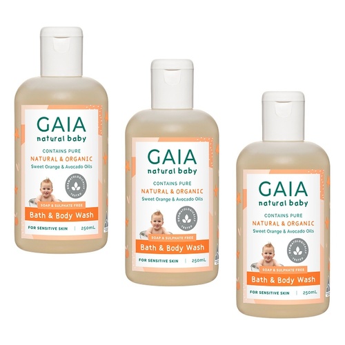 GAIA Natural Baby Bath & Body Wash 250mL Pack of 3