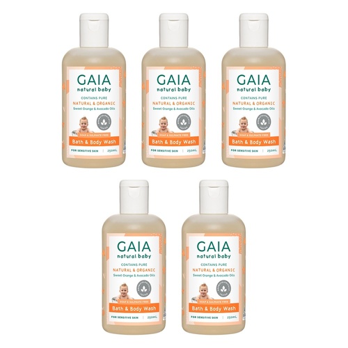 GAIA Natural Baby Bath & Body Wash 250mL Pack of 5