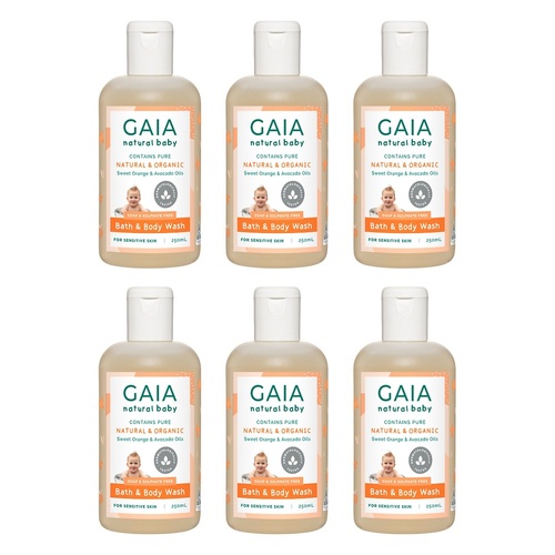 GAIA Natural Baby Bath & Body Wash 250mL Pack of 6
