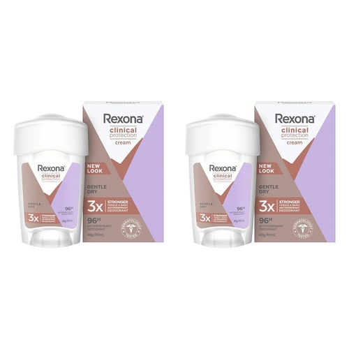 Rexona Clinical Protection Antiperspirant Cream Gentle Dry 45mL Pack of 2