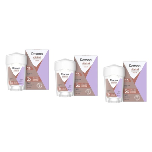 Rexona Clinical Protection Antiperspirant Cream Gentle Dry 45mL Pack of 3