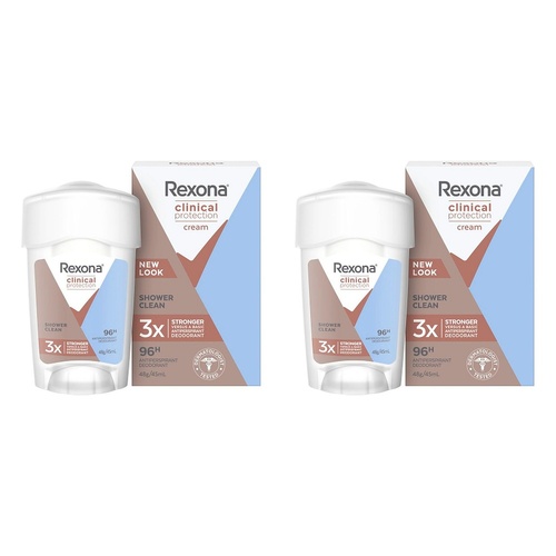 Rexona Antiperspirant Cream Clinical Shower Clean 45mL Pack of 2