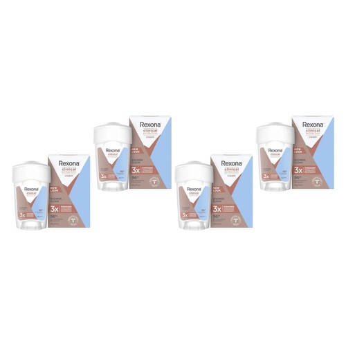 Rexona Antiperspirant Cream Clinical Shower Clean 45mL Pack of 4